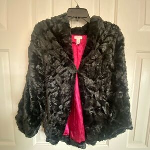 Chico's Black Teddy Jacket with Pink Lining